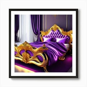 Purple And Gold Bedroom Art Print