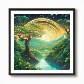 Moonlight In The Forest Art Print