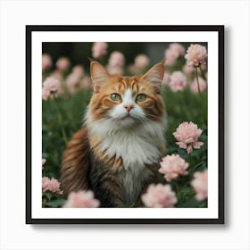 Cat In A Field Of Flowers Art Print