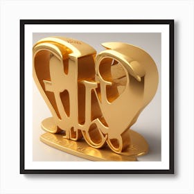 Gold Heart 3d Printed Art Print