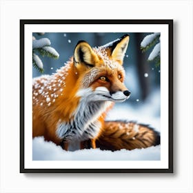 Fox In The Snow 8 Art Print