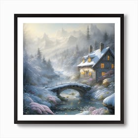 Beautiful Modern Snow Winter Landscape Art Print