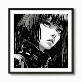 Girl In Rain Art Print