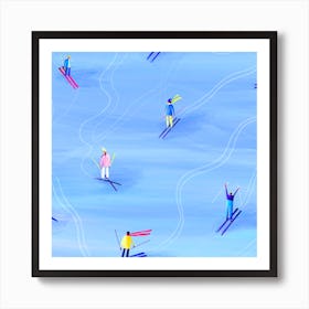 Illustration Of Skiers Art Print