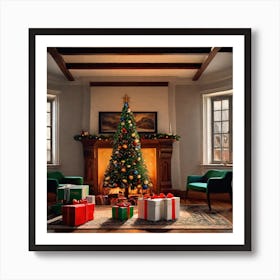 Christmas Presents Under Christmas Tree At Home Next To Fireplace By Jacob Lawrence And Francis Pic (3) Art Print