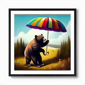 Bear With Umbrella Art Print