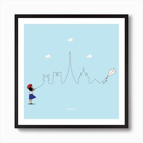 Paris Skyline Kite Art Print