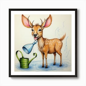 Watering Deer Art Print