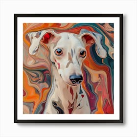 Mystic Canine - #AbstractPetArt #WhippetPortrait #ColorSplashArt #VibrantAnimalArt #PopArtDog #DogLoverDecor #UniquePetArt #WhimsicalVibes #ContemporaryArt #BoldColors #InteriorDecor #WhippetArt #SurrealPetArt #ModernPetPortrait Art Print