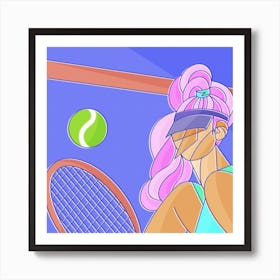 Tennis Girl Square Art Print