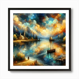 Sunset By The Lake 25 Art Print