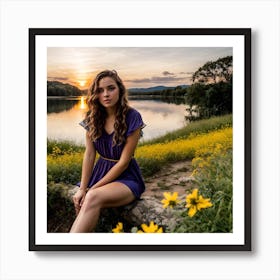 Sunset By The Lake Art Print