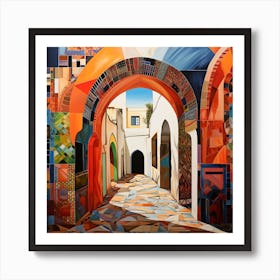 Bohemian Contemporary Art Print - Archways With Colourful Tiles Art Print