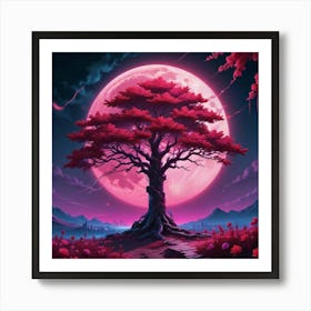 Full Moon Tree 1 Art Print