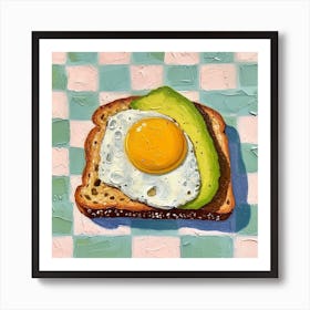 Avocado Egg On Toast Pastel Checkerboard 1 Art Print