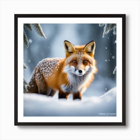 Fox In The Snow 11 Art Print