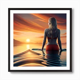 Sunset At The Beach Art Print