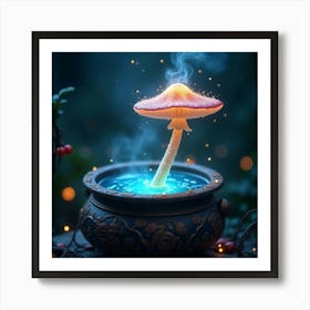 Flux Dev A Delicate Glowing Mushroom With A Cap Resembling A P 1 Art Print