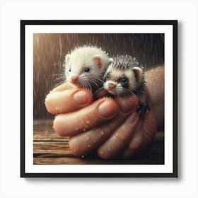 Ferrets In The Rain 1 Art Print