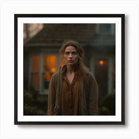 Scared Girl In The Brown Coat Art Print