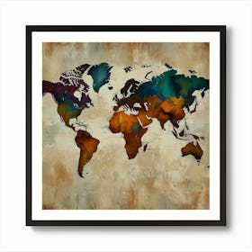 World Map Canvas Art 2 Poster