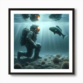 Scuba Diver With Fish Art Print