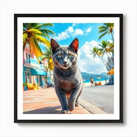 Cat Walk by The Beach Art Print