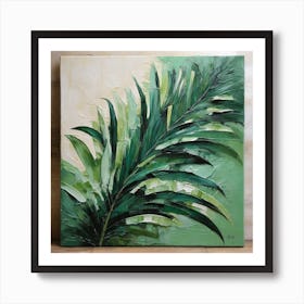 Green fan of palm leaves 2 Art Print