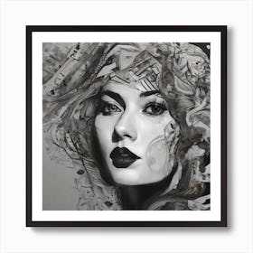 Black And White Portrait Of A Woman Art Print