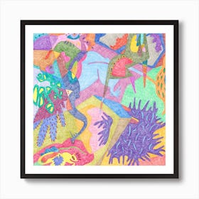 It'S Raining Frogs Square Art Print