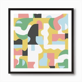 Organic Matisse Blocks Pink Mustard Square Art Print