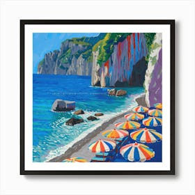 The Amalfi Coast Series in Style of David Hockney 4 Poster