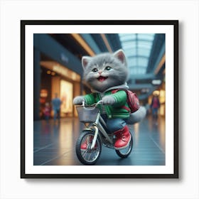 Kitty On A Bike Art Print