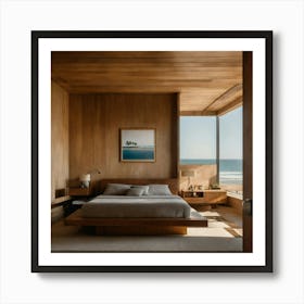 Bedroom Of A Modern Brutalist House On The Beachfr (2) Art Print