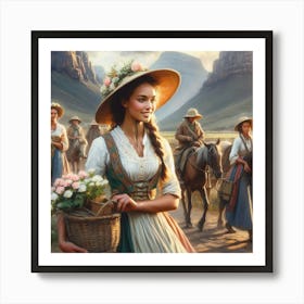 Girl With A Basket Art Print