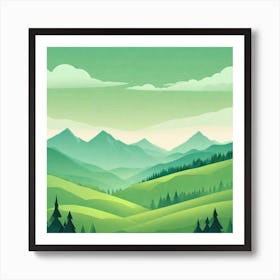 Misty mountains background in green tone 91 Art Print