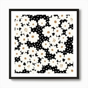 White Daisies Black Poster