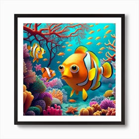 Under The Sea Beautiful Color Fish Swimming Betw (3) Art Print