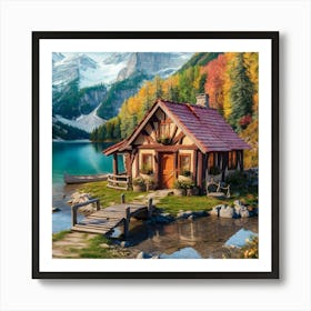 Cabin In The Mountains 2 Art Print