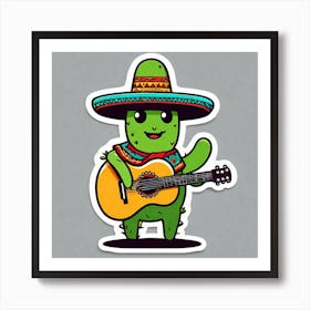 Cactus Playing Guitar 12 Art Print