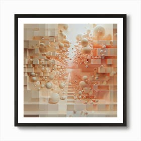 Nude Color Gradient Illusion A 3d Illusion Of Spheres Or Cubes Stacked Or Floating In Space Transi (2) Art Print