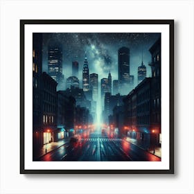 New York City At Night 2 Art Print