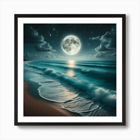 Full Moon Over The Ocean 15 Art Print