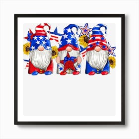 Trending American Gnomes With Sunflowers 4th Of July Art Print