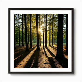 Shadow Of Trees In The Forest Art Print