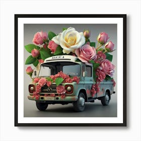 Mercedes Benz Flower Truck Art Print
