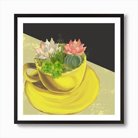 Cup Of Succulents Square Art Print