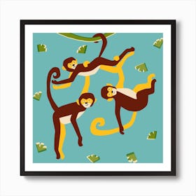 Monkeys Square Art Print