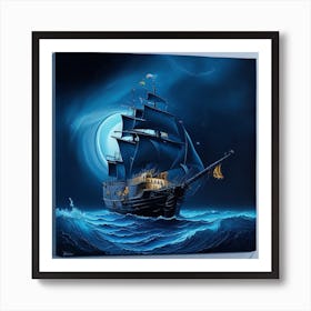 Leonardo Select 3d Old Ship In The Middle Of A Stormy Nightaac 0 Art Print