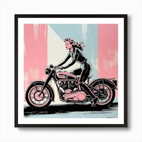 'Girl On A Motorcycle' Art Print